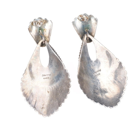 Nakai Navajo sterling silver onyx long dangle earrings