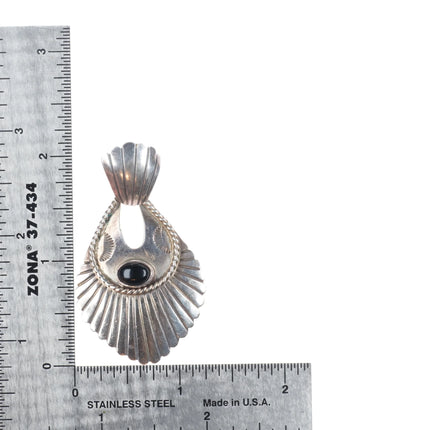 Nakai Navajo sterling silver onyx long dangle earrings