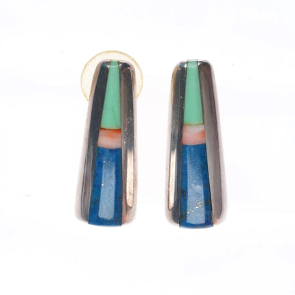 Jim Royer Navajo sterling silver multi-stone/coral earrings