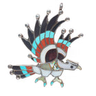 Charlene Dishta Zuni sterling silver turquoise/coral inlay eagle pendant/pin
