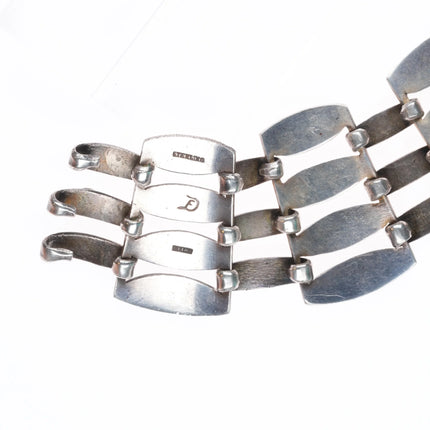 15" 1940's Fred Davis Mexican modernist sterling silver wide choker necklace