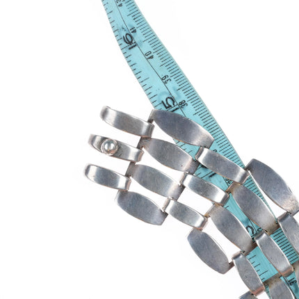 15" 1940's Fred Davis Mexican modernist sterling silver wide choker necklace