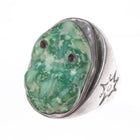 sz12 40's-50's Zuni carved turquoise frog fetish ring sterling silver size 12