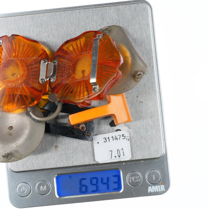 Lot c1940's Vintage Bakelite/lucite Belt buckle sets 3 flowers art deco