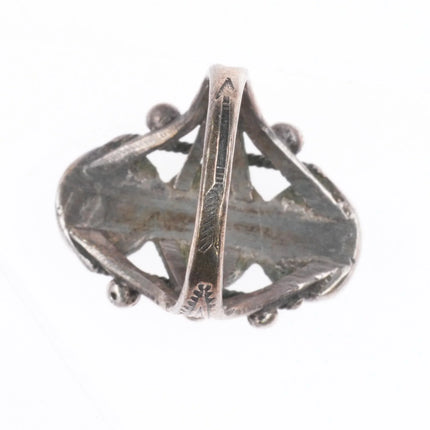 sz5 20's-30's Vintage Navajo sterling silver stoplight turquoise row ring