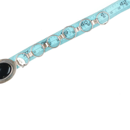 41" HM vintage Navajo sterling silver onxy link concho belt c1980's.