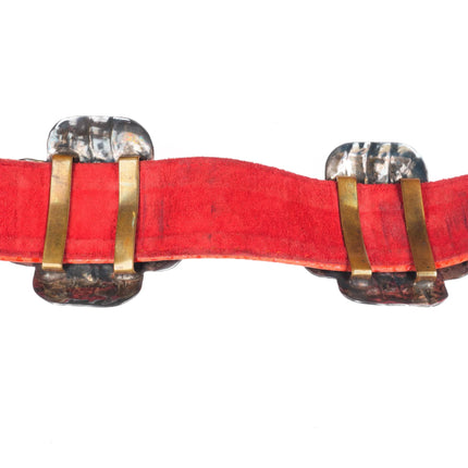 36" Dian Malouf Hammered Sterling silver turquoise intarsia inlay concho belt