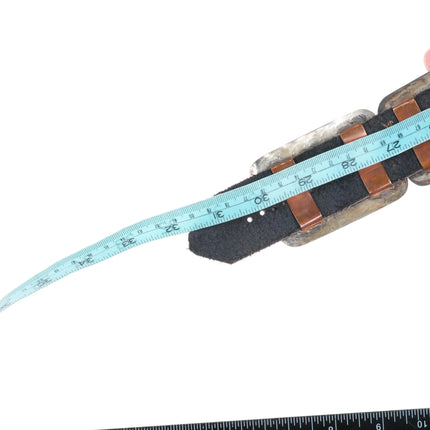 Vintage Benjamin Becenti Navajo sterling silver inlaid storyteller concho belt