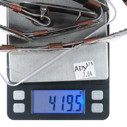 Vintage Benjamin Becenti Navajo sterling silver inlaid storyteller concho belt