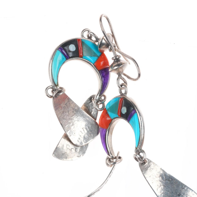 Phil Loretto (Cochiti/Jemez) sugilite, turquoise, coral intricate  earrings