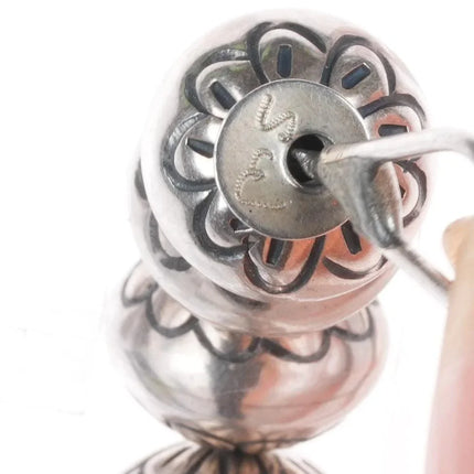 34" Huge Navajo Pearl hand stamped sterling silver graduated beaded necklace