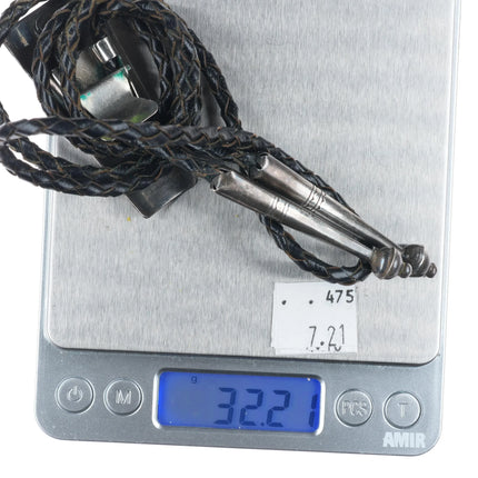 Lorenzo Tortalita - Santo Domingo sterling silver turquoise/coral bolo tie