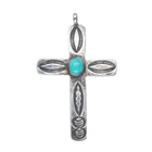 40's-50's Navajo sterling silver stamped cross pendant w/turquoise