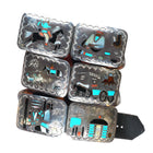 Vintage Benjamin Becenti Navajo sterling silver inlaid storyteller concho belt