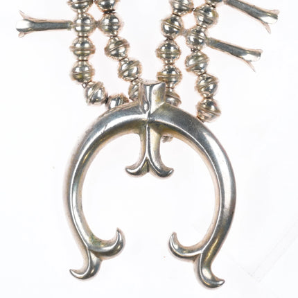 28.5" c1980's Vintage sterling silver Navajo squash blossom necklace cast naja