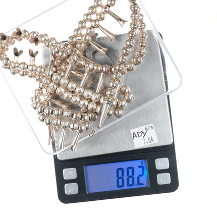 28.5" c1980's Vintage sterling silver Navajo squash blossom necklace cast naja