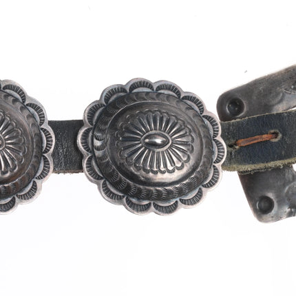 39" 40's-50's Vintage Navajo hand stamped sterling silver concho belt