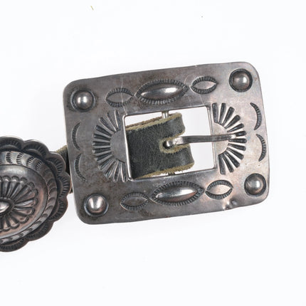 39" 40's-50's Vintage Navajo hand stamped sterling silver concho belt