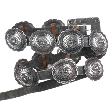 39" 40's-50's Vintage Navajo hand stamped sterling silver concho belt