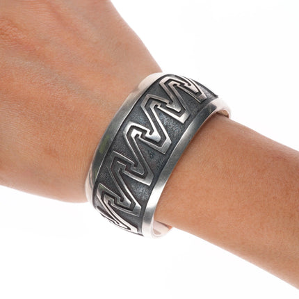 6.3" DS Native American Overlay cuff bracelet Navajo/Hopi sterling silver