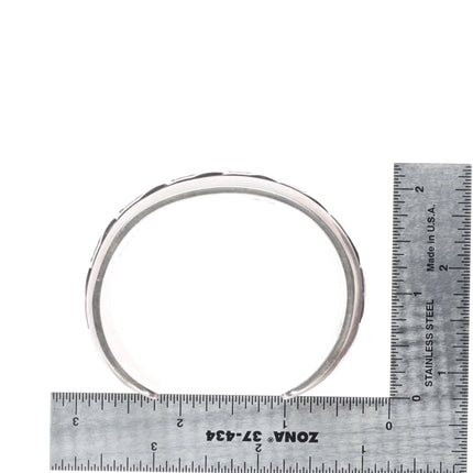 6.3" DS Native American Overlay cuff bracelet Navajo/Hopi sterling silver