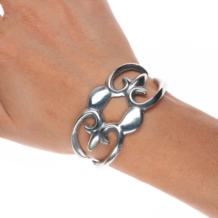 6.2" Vintage Navajo sandcast sterling silver cuff bracelet