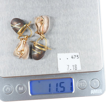 Carolyn Morris Bach 2007 Retro 18k gold/Sterling silver modernist earrings