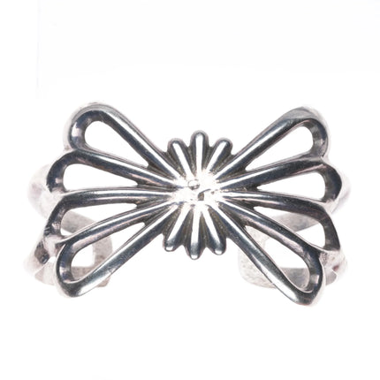 6.2" Vintage Navajo sterling silver sandcast cuff bracelet butterfly form