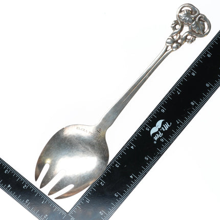 c1920 Antique Georg Jensen Salad serving fork/spoon set sterling silver