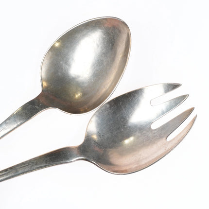 c1920 Antique Georg Jensen Salad serving fork/spoon set sterling silver