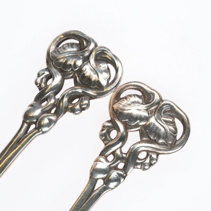 c1920 Antique Georg Jensen Salad serving fork/spoon set sterling silver