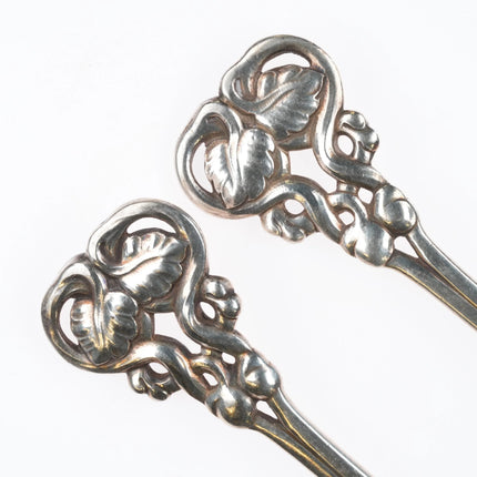 c1920 Antique Georg Jensen Salad serving fork/spoon set sterling silver