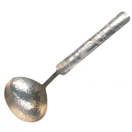 Vintage Hand carved sterling silver Haida hammered serving spoon ladle