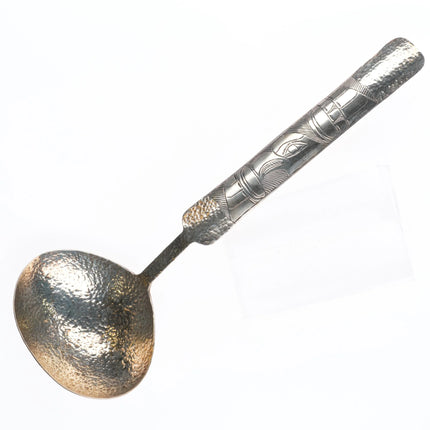 Vintage Hand carved sterling silver Haida hammered serving spoon ladle