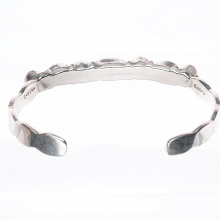 6.1" Ramona Loloma Hopi sterling silver malachite row cuff bracelet