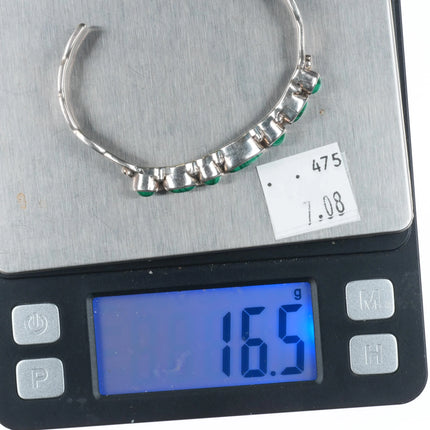 6.1" Ramona Loloma Hopi sterling silver malachite row cuff bracelet