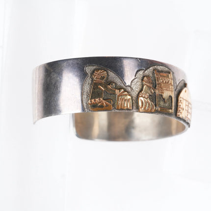 6.5" Jacob Kahe Navajo Cuff bracelet size 7.5 ring sterling silver storyteller