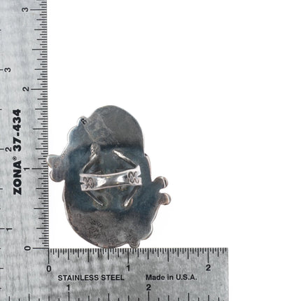 sz5.25 Vintage Dee Morris Large Smoky Bisbee turquoise ring sterling silver