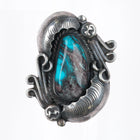 sz5.25 Vintage Dee Morris Large Smoky Bisbee turquoise ring sterling silver
