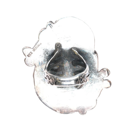 sz5.25 Vintage Dee Morris Large Smoky Bisbee turquoise ring sterling silver