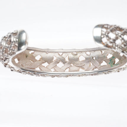 6.5" Retro Bill Blass sterling silver/18k gold cuff bracelet/earrings set