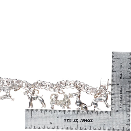 6.5" Retro Elco 1960's Sterling silver dogs lovers charm bracelet