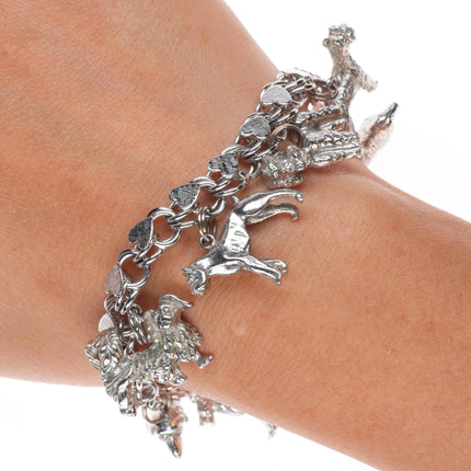 6.5" Retro Elco 1960's Sterling silver dogs lovers charm bracelet
