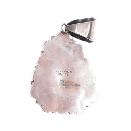 Patrick Yazzie Navajo sterling silver turquoise, spiny oyster cluster pendant