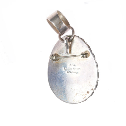 Artie Yellowhorse Navajo sterling silver hand carved wolves pendant/pin