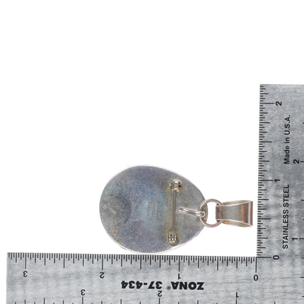 Artie Yellowhorse Navajo sterling silver hand carved wolves pendant/pin