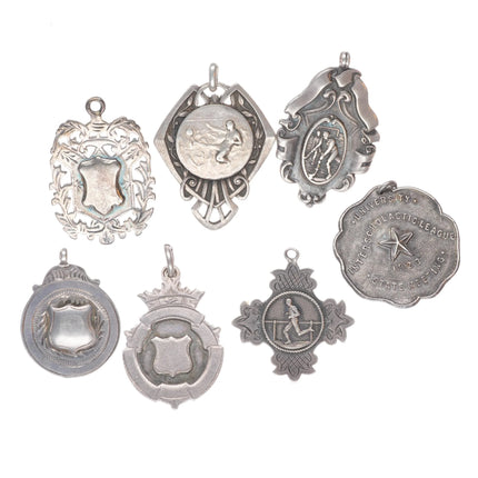 Antique British/French/Texas sports medals collection - charm necklace/bracelet