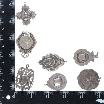 Antique British/French/Texas sports medals collection - charm necklace/bracelet