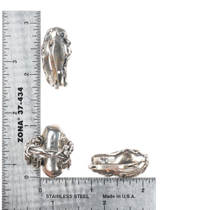 sz9 Sterling silver/14k gold Retro Brutalist baroque pearl ring/earrings set