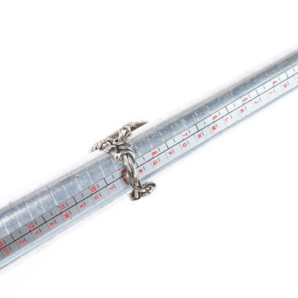 sz9 Sterling silver/14k gold Retro Brutalist baroque pearl ring/earrings set